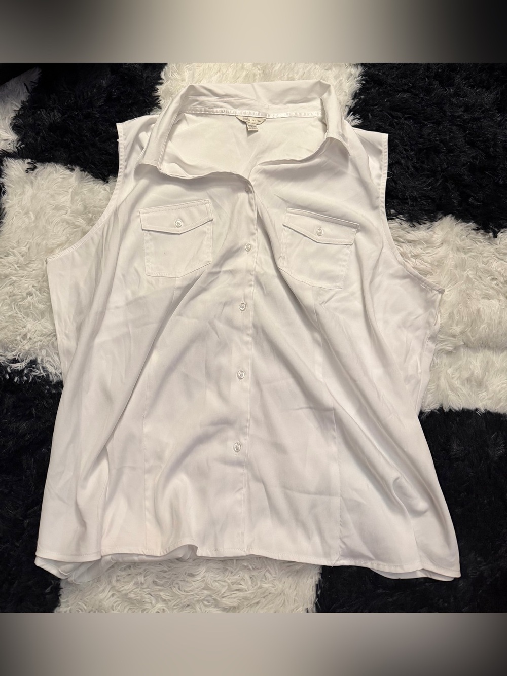 NWOT Cato White Sleeveless Button-Down Collared Shirt